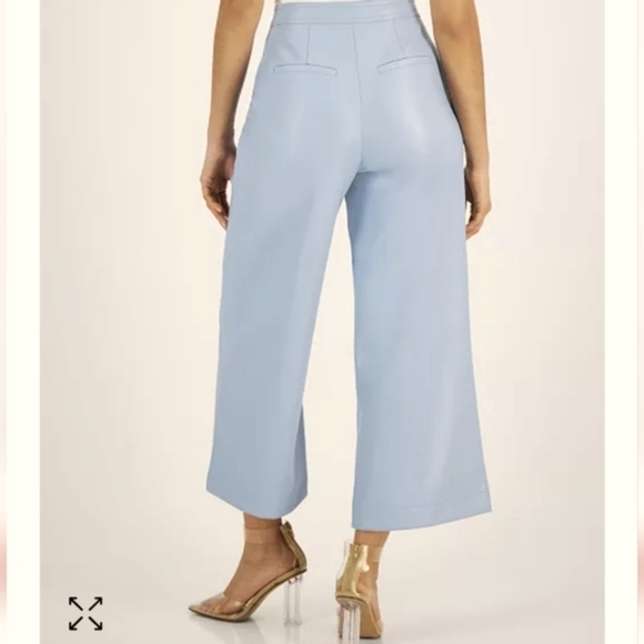 NWT - AVES LES FILLES Dresden Blue Vegan Leather Pants SZ 10 - Picture 2 of 9